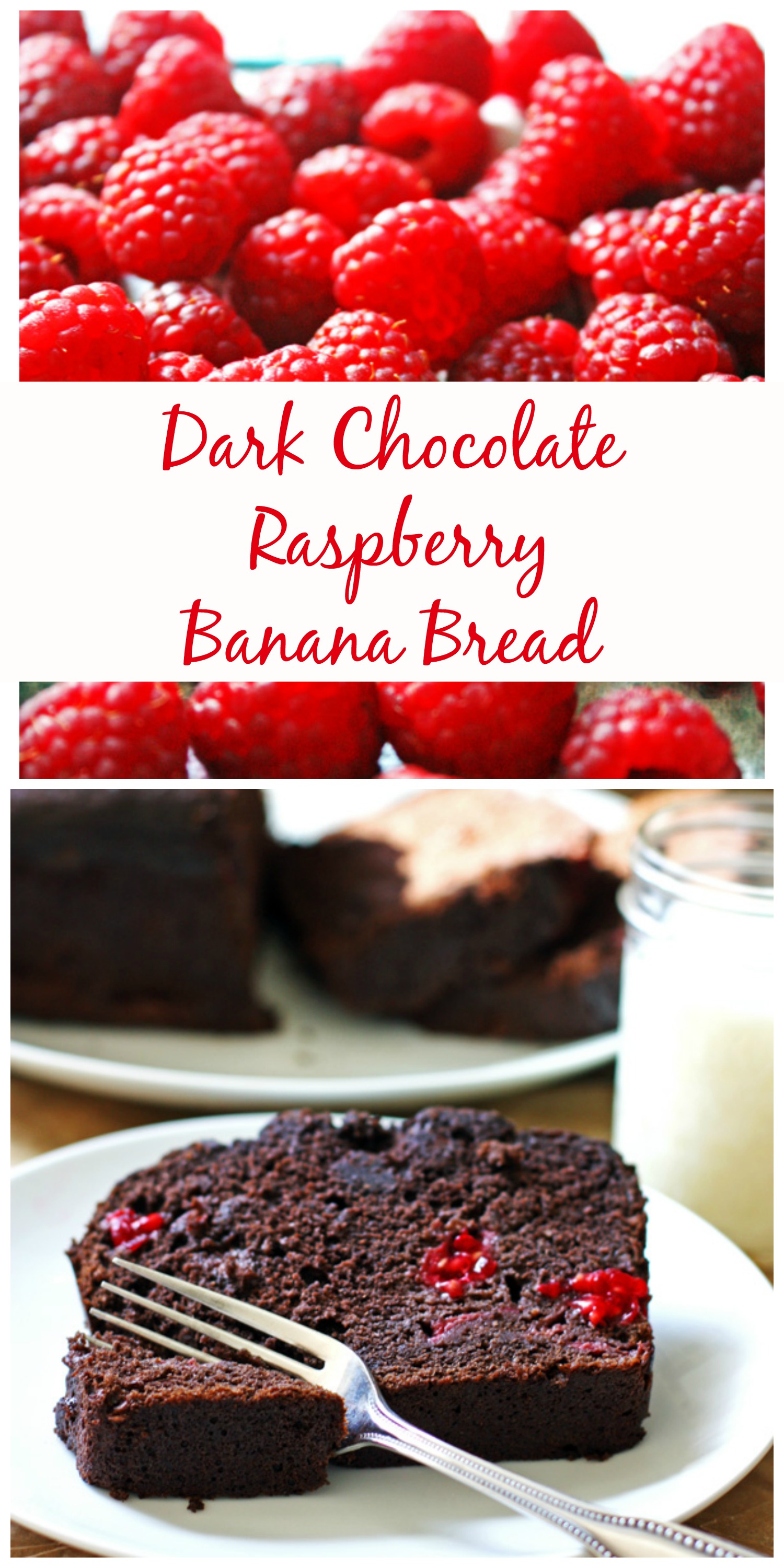 Dark Chocolate Raspberry Banana Bread pin Dark Chocolate Raspberry Banana Bread pin